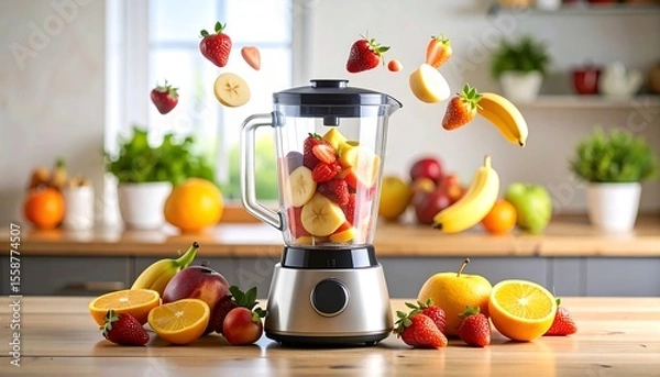 Obraz Fresh fruit smoothie blender