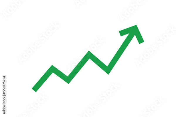 Obraz Green arrow graph line chart moving up concept of stock market business growth icon vector