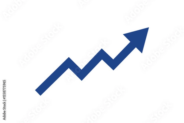 Obraz Blue zigzag growth graph with arrow moving up icon vector