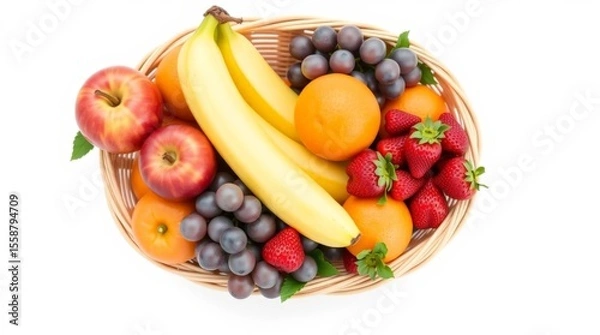 Fototapeta Assorted fresh fruit in basket