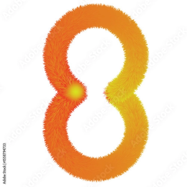Fototapeta Abstract fiery number eight with furry texture and vibrant gradient