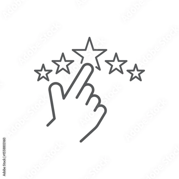 Obraz Line style icon of a hand touching a star, representing rating, review, favorite selection, or quality feedback