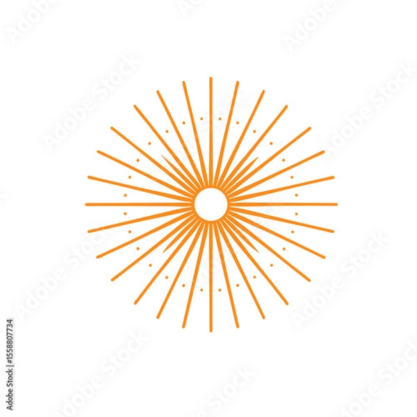 Obraz Minimalist vector sun with geometric burst rays in radial symmetry, line art style in Adobe Illustrator Artwork