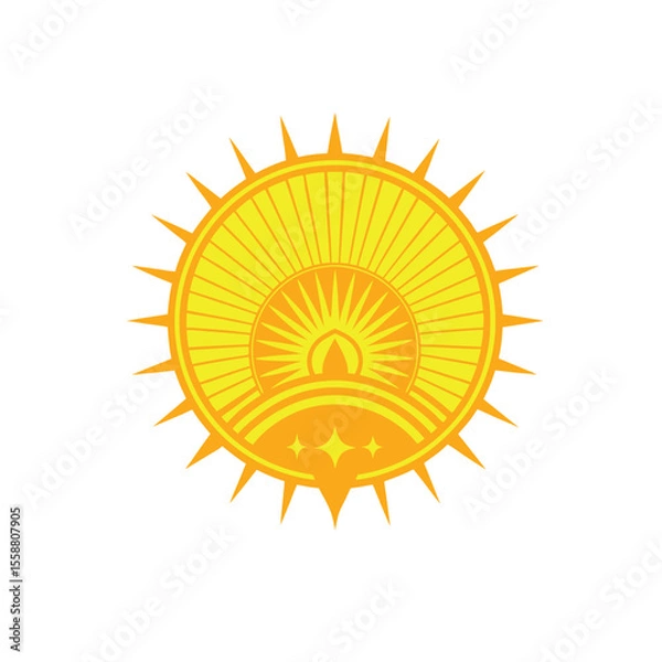 Obraz Stylized silhouette of sunburst rays in vintage engraving style, perfect for logos and emblems in Adobe Illustrator Artwork