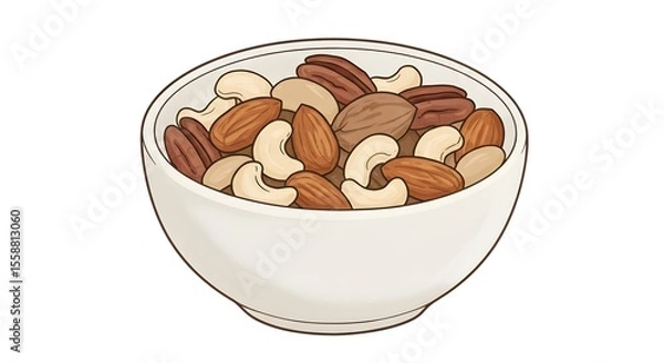 Fototapeta Assorted Nuts in a Bowl - Healthy Snack Illustration