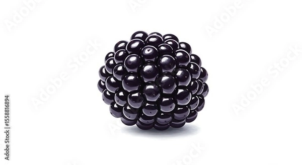 Fototapeta Close-up of a Fresh, Ripe Blackberry on White Background
