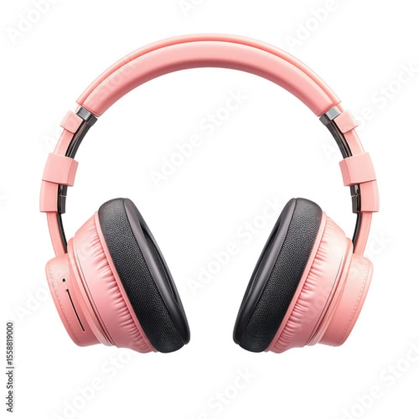Fototapeta Listen in Style Stylish Pink Headphones for Immersive Audio Sound Quality on transparent background