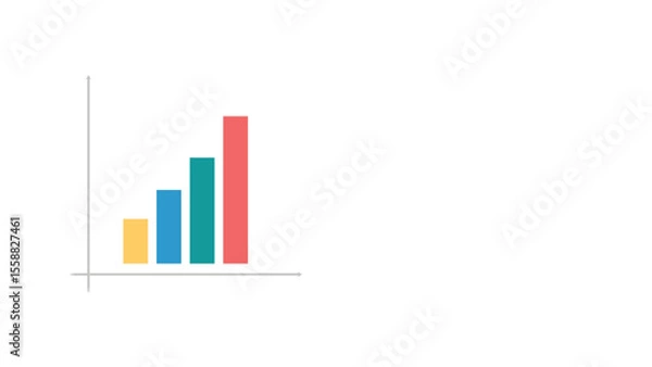Fototapeta Bar graph, increase value, business and finance concept, infographics chart on white background, copy space for text
