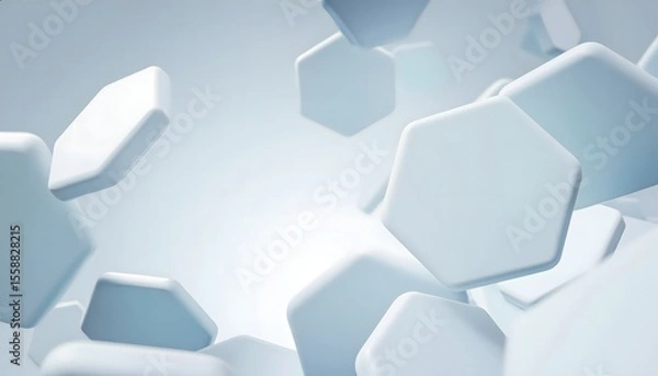 Fototapeta 3D abstract background with soft white floating hexagons.