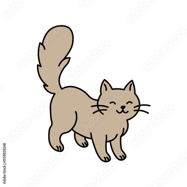 Obraz Cute vector cat doodle icon. Cartoon cat animal pet background line character design icon