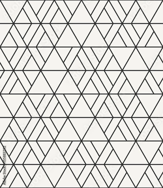 Fototapeta Abstract irregular geometric outlined fabric texture with repeating triangles. Vector seamless pattern.