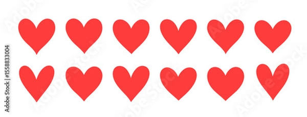 Obraz Heart vector love shape cute icon symbol set. Heart background health valentine decoration set.