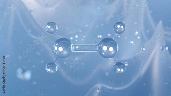Fototapeta ethylene molecular structure, 3d model molecule, plant hormone structural chemical formula view from a microscope