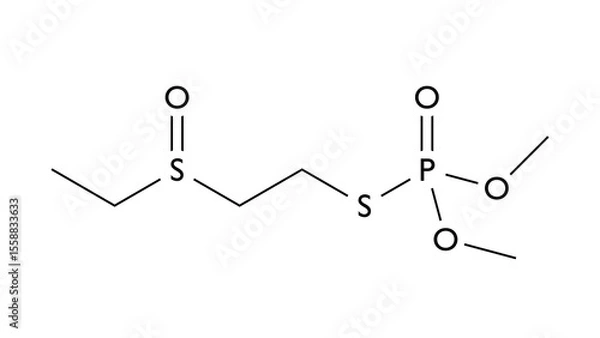 Fototapeta oxydemeton-methyl molecule, structural chemical formula, ball-and-stick model, isolated image insecticide