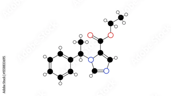Fototapeta etomidate molecule, structural chemical formula, ball-and-stick model, isolated image anesthetic