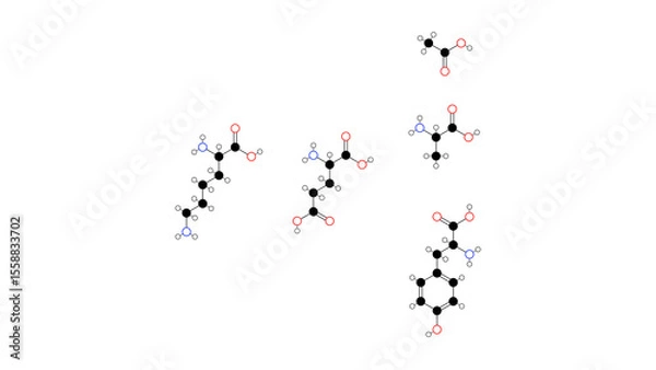 Fototapeta glatiramer acetate molecule, structural chemical formula, ball-and-stick model, isolated image immunomodulatory agent