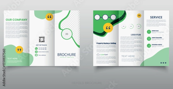 Obraz Organic Farm Tri Fold brochure template or agriculture farming brochure template. Editable file