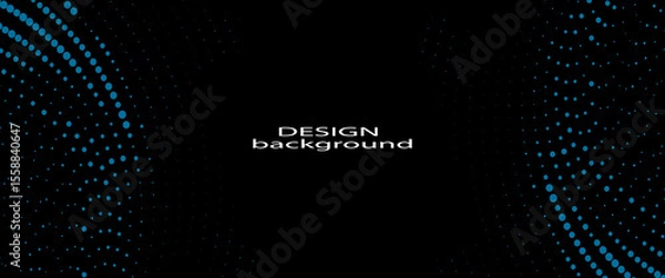 Fototapeta 3D blue techno background. Big data visualization on dark space with dotted lines shape effect decoration.