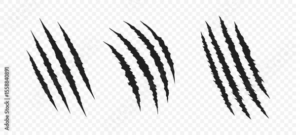 Obraz Scratch claw mark tiger bear paw icon. Animal lion slash claw vector wild monster shape design.