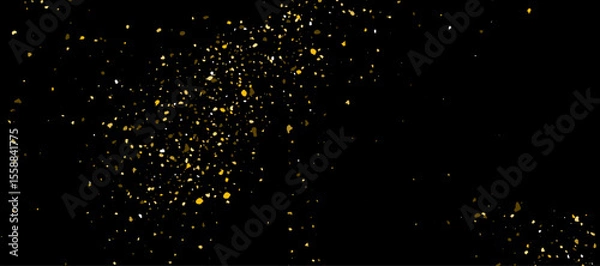Obraz Firework golden confetti pattern background gradient. Vector gold glitter carnival dust texture.