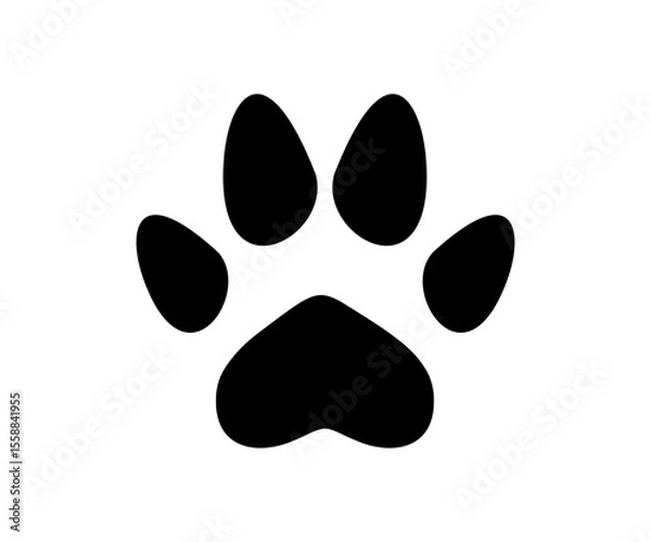 Fototapeta Pet paw silhouette. Dog or cat paw print iillustration on transparent background. 
