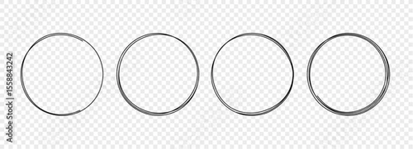 Obraz Line drawn round frame stroke. Sketch line pen hand shape doodle outline brush circular logo