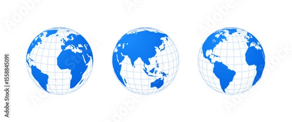 Obraz World globe earth vector icon. Global planet map america asia world earth travel concept illustration