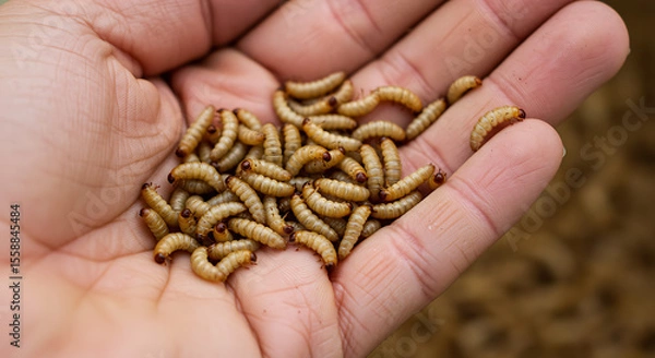 Obraz Handful of Mealworms: Sustainable Protein Source