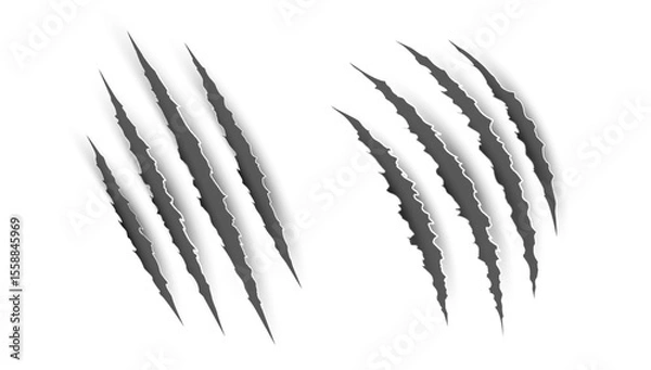 Obraz Scratch claw mark tiger bear paw icon. Animal lion slash claw vector wild monster shape design.