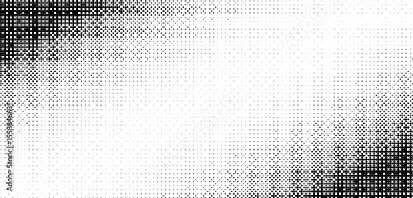 Obraz Diagonal black halftone dot gradient background retro comic pattern vintage abstract texture. Halftone pop art grainy.