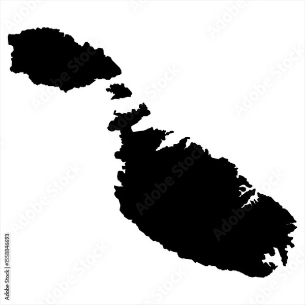 Fototapeta Malta Map - black World Map International vector template with High detailed isolated on white background - Vector