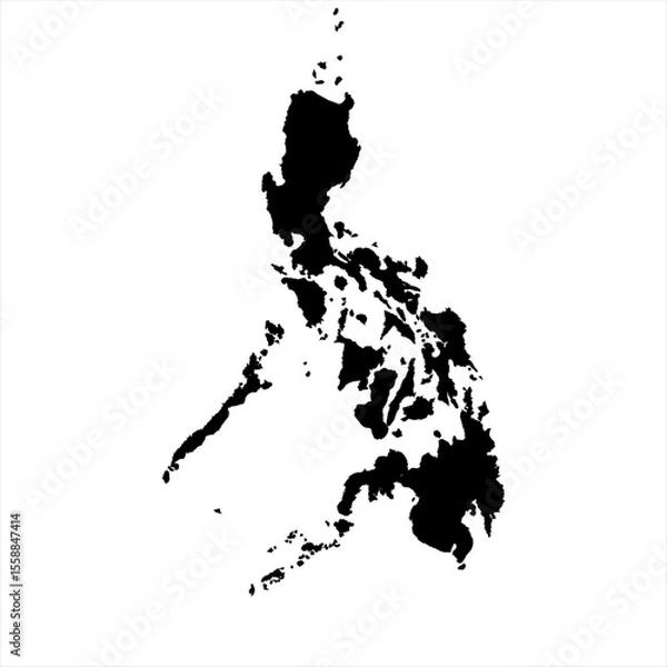 Fototapeta Philippines Map - black World Map International vector template with High detailed isolated on white background - Vector