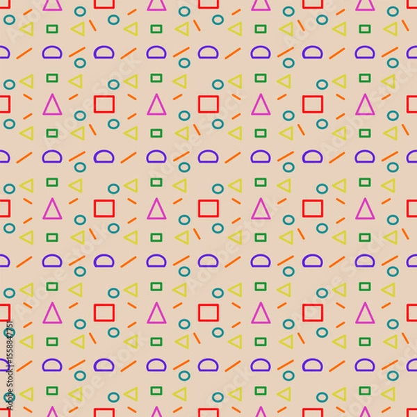 Fototapeta Seamless pattern of printing geometric forms square and lines texture  for wallpaper, fabric,wrapping paper,notebook cover,clothing,backdrop and stationary.
