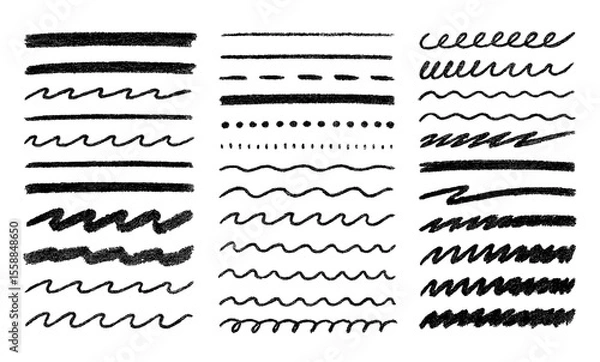 Obraz Pencil line chalk brush crayon underline scribble sketch vector doodle. Pencil crayon charcoal hand drawn doodle scratch grunge.