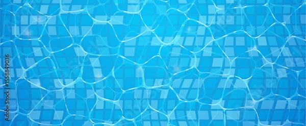 Obraz Blue water surface rippling wave pattern. Water swimming pool surface summer texture aquatic clean background.