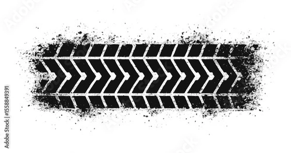 Obraz Tire track mark wheel vector pattern. Tyre car tread print texture race bicycle trace sign grunge stamp.