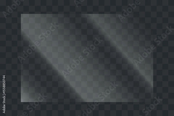 Fototapeta Glass plate on transparent background. Glass texture with glares and light effect	
