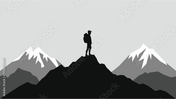 Obraz silhouette of a man on a mountain