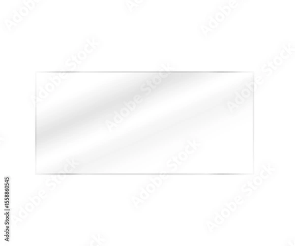 Fototapeta Glossy Transparent Rectangle PNG - Realistic Glass Effect, Digital Overlay design Element, Clear, shiny acrylic sheet. Transparent plastic panel. 
