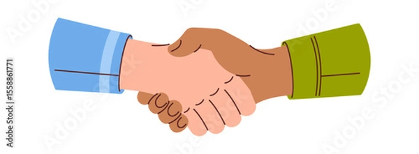 Obraz Diverse hands handshake gesture cartoon