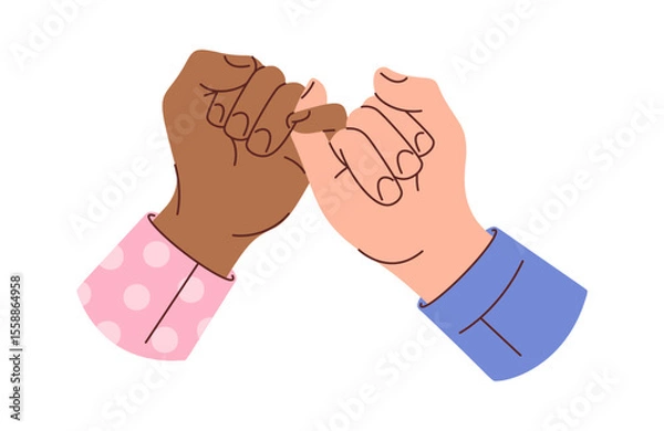 Obraz Diverse hands pinky reconciliation gesture