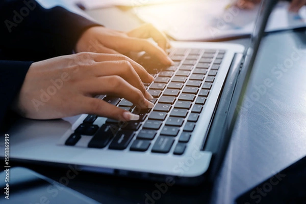 Fototapeta Team of business people working together in the meeting room office,
teamwork background charts and graphs banner, double exposure successful teamwork,business planning concept.