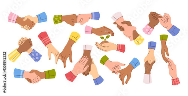 Obraz International friendship day set with handshake of trust, support, solidarity and cooperation