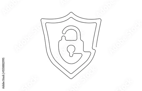 Fototapeta Pad lock Continuous one line drawing illustration, Continuous one line drawing of a padlock. Security concept vector illustration,  Drawing of security protection symbol.