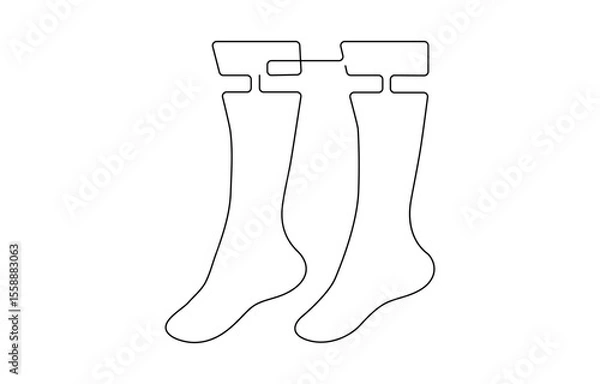 Fototapeta Continuous line drawing of socks. Socks one line icon. One line drawing background, Christmas stocking drawn in one continuous line. One line drawing, minimalism. 