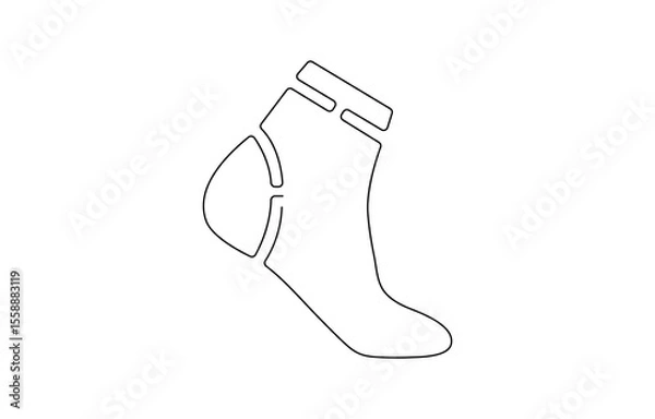 Fototapeta Continuous line drawing of socks. Socks one line icon. One line drawing background, Christmas stocking drawn in one continuous line. One line drawing, minimalism. 