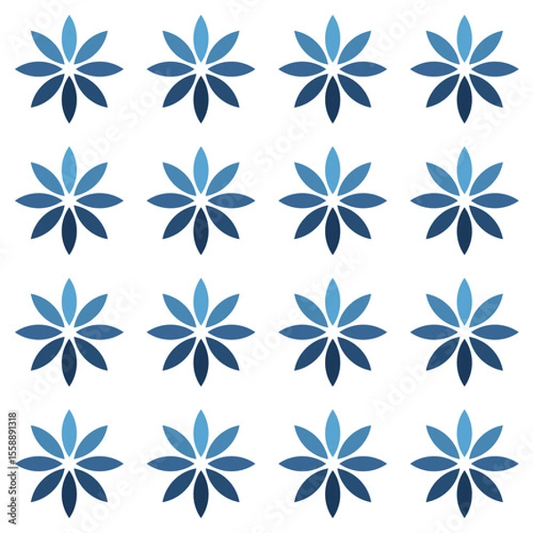 Fototapeta Simple floral seamless pattern in various shades of blue, suitable for backgrounds, textiles, packaging, web design and other creative projects.