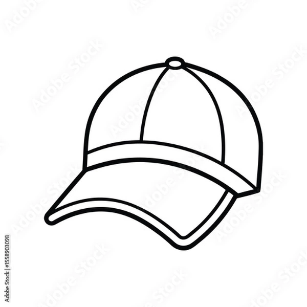 Fototapeta Simple line art drawing of a classic baseball cap with a curved brim.