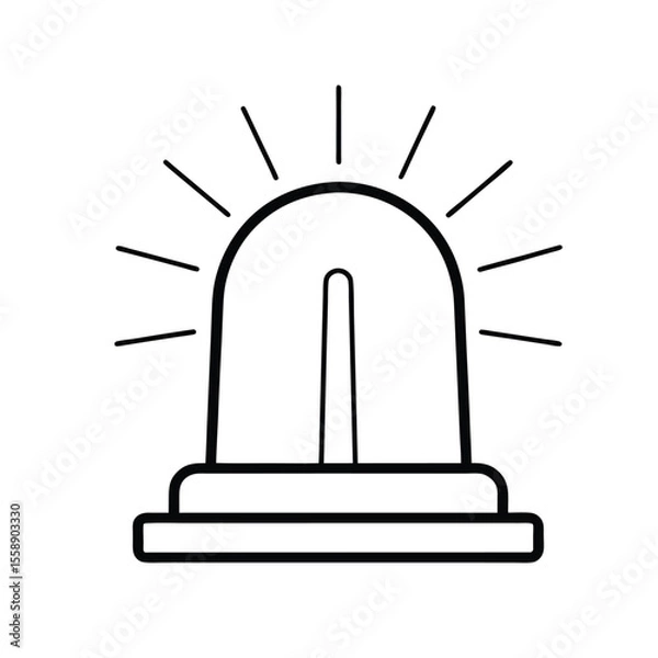 Fototapeta Simple line art illustration of a flashing warning light or siren.