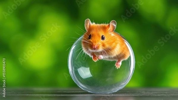 Obraz Adorable Hamster in a Glass Sphere